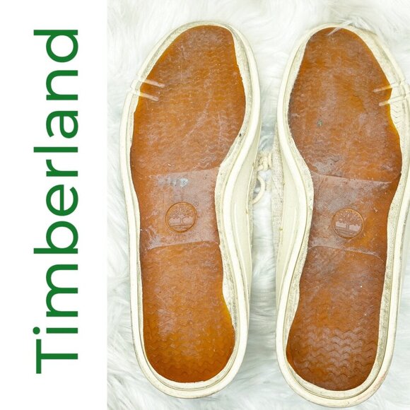 TIMBERLAND MENโS NATURAL CANVAS LACE UP BOAT DECK LOAFERS, SIZE 10.5 - Picture 8 of 10